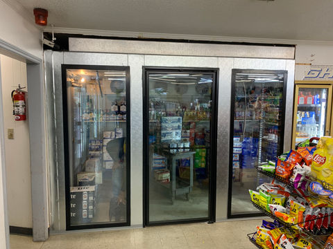 Glass door reach-in cooler lineup